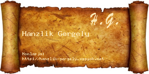 Hanzlik Gergely névjegykártya